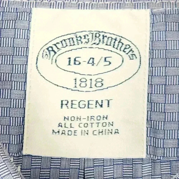 Brooks Brothers Mens Regent Dress Shirt Sz 16 4-5 Non Iron Blue‎ Micro Geometric - Picture 3 of 16